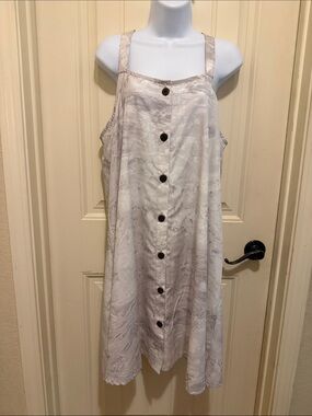 NWT RealTree x Ocean+Coast - “Whiteout“ Light Marble-Print Button Front Sundress